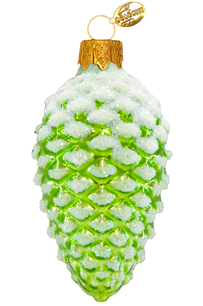 Елочное украшение Шишка в снегу глянцевая ФУ-2-90/81